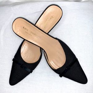 Kate Space Black Mule Kitten Heel w Bow Size 6.5